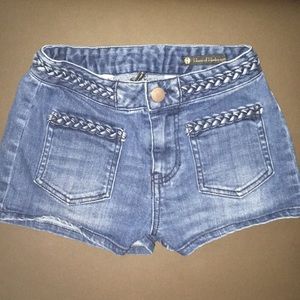 High-rise low-cut braided denim shorts - size 25